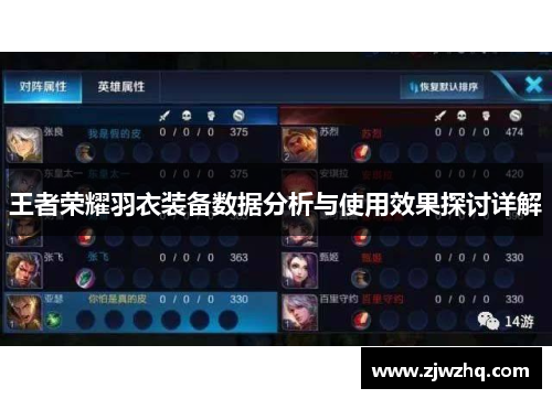 王者荣耀羽衣装备数据分析与使用效果探讨详解